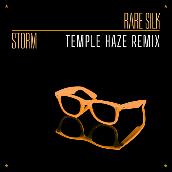 Storm - Temple Haze Remix album cover featuring orange sunglasses on black background